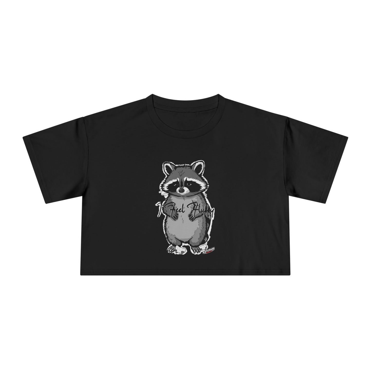 Cute Raccoon Women's Crop Tee, Casual T-Shirt, Animal Lover Gift, Summer Top, Unique Graphic Crop Top, Fun Wildlife Apparel