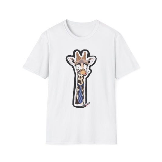 Giraffe Tie Graphic Unisex Softstyle T-Shirt, Funny Animal Tee, Casual Wear, Gift for Animal Lovers, Unique Birthday Shirt