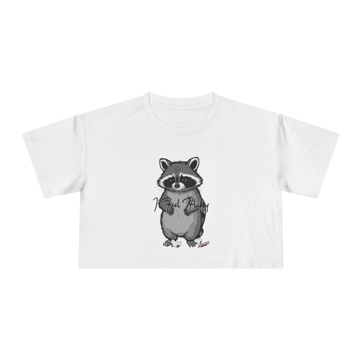 Cute Raccoon Women's Crop Tee, Casual T-Shirt, Animal Lover Gift, Summer Top, Unique Graphic Crop Top, Fun Wildlife Apparel