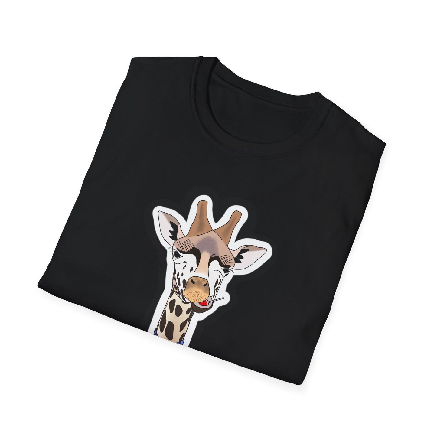 Giraffe Tie Graphic Unisex Softstyle T-Shirt, Funny Animal Tee, Casual Wear, Gift for Animal Lovers, Unique Birthday Shirt