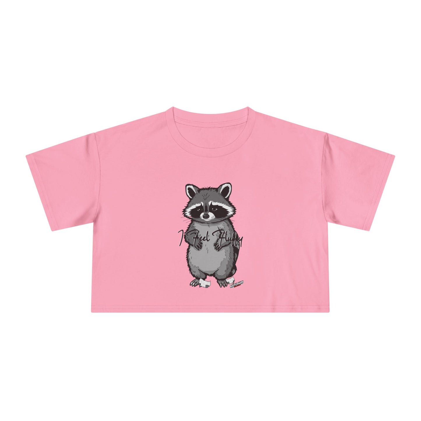 Cute Raccoon Women's Crop Tee, Casual T-Shirt, Animal Lover Gift, Summer Top, Unique Graphic Crop Top, Fun Wildlife Apparel