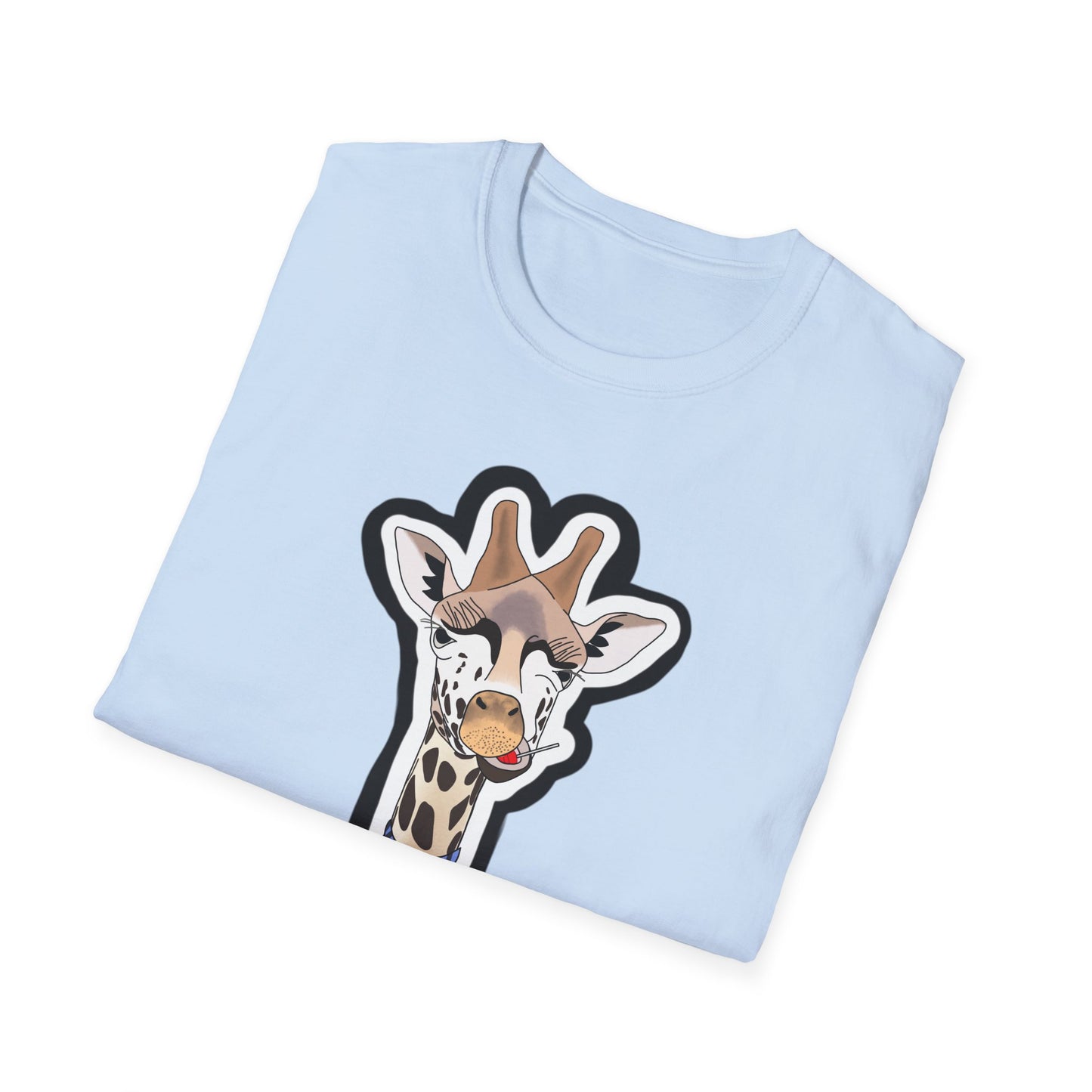 Giraffe Tie Graphic Unisex Softstyle T-Shirt, Funny Animal Tee, Casual Wear, Gift for Animal Lovers, Unique Birthday Shirt